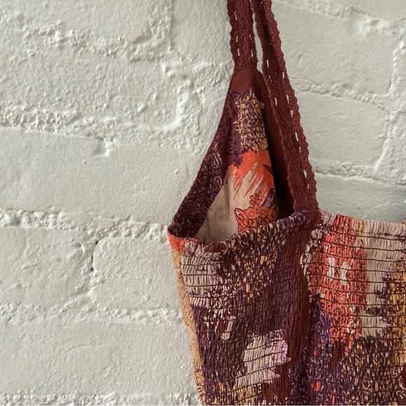 Angie Twist Front Patchwork Print Flowy Mini Dress Size L Boho Festival Hippie - Picture 8 of 12